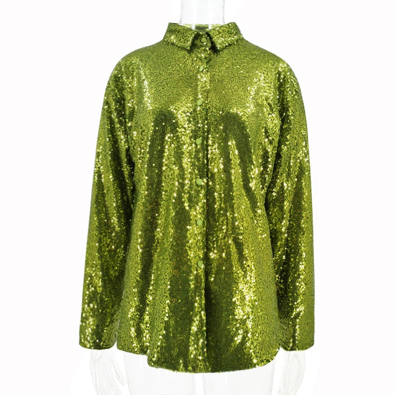 Camisa Feminina em Paetês Verde - Markesa